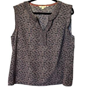 Boden Peggy Top Women Plus Size 14 Sleeveless Ruffle V Neck Blouse